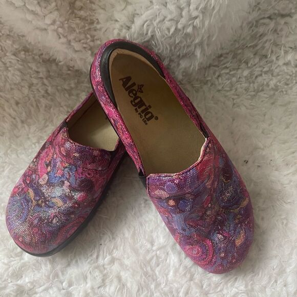 Alegria KEL-520 leather reptile prints multi color slip on Mules EUR SZ … - Picture 2 of 8